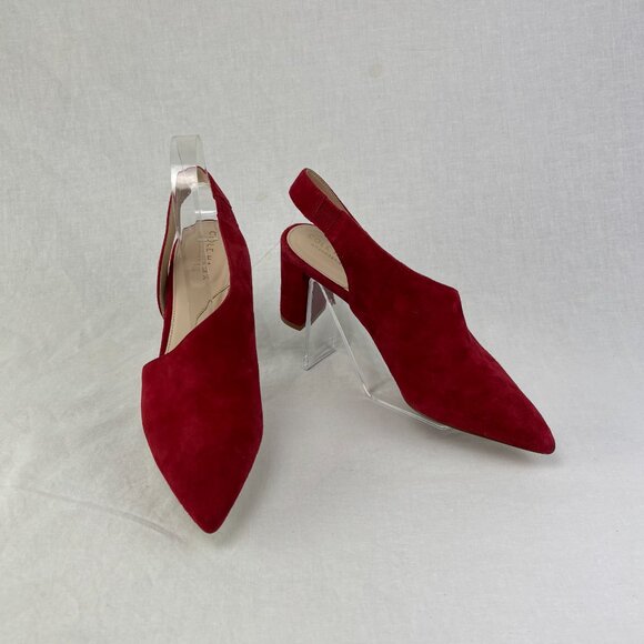 NWT Cole Haan Red Suede Slingback Block Heels - Size 7.5B - Picture 10 of 10